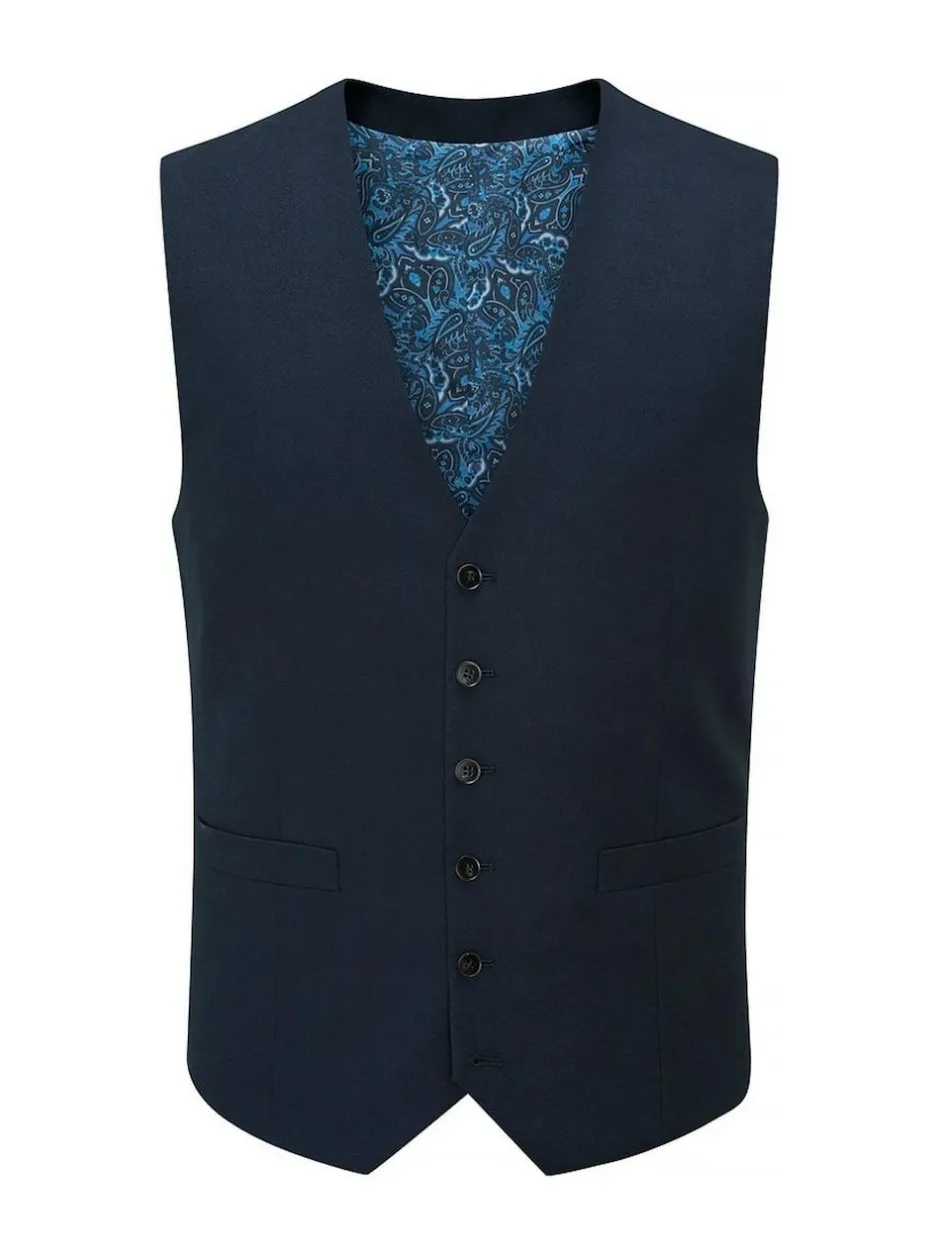 Skopes Dark Navy Blue Single Breasted Harcourt Single Breasted Tailored Fit Suit Waistcoat Hot