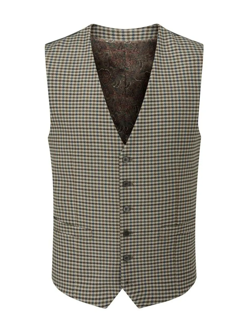 Skopes Green Boston Check Waistcoat Hot