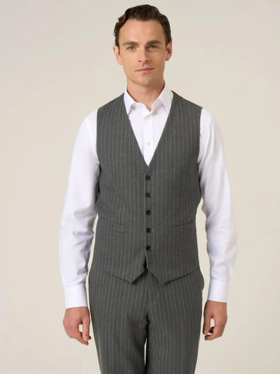 Skopes Grey Cassius Stripe Suit Waistcoat Discount