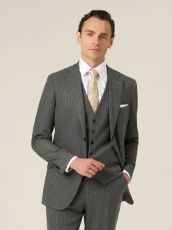 Skopes Grey Single Breasted Cassius Tailored Fit Stripe Suit Jacket Best