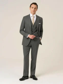 Skopes Grey Single Breasted Cassius Tailored Fit Stripe Suit Jacket Best