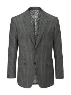 Skopes Grey Single Breasted Cassius Tailored Fit Stripe Suit Jacket Best