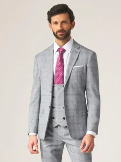 Skopes Slim Fit Anello Check Suit Jacket Grey Discount