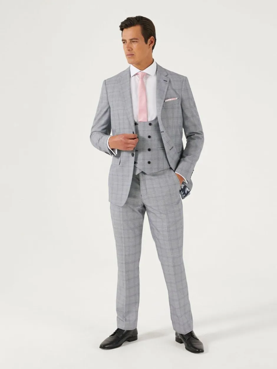Skopes Slim Fit Anello Check Suit Jacket Grey Discount