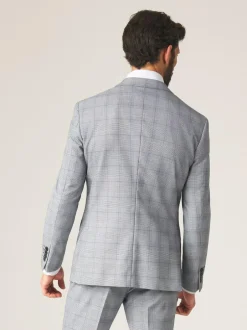 Skopes Slim Fit Anello Check Suit Jacket Grey Discount