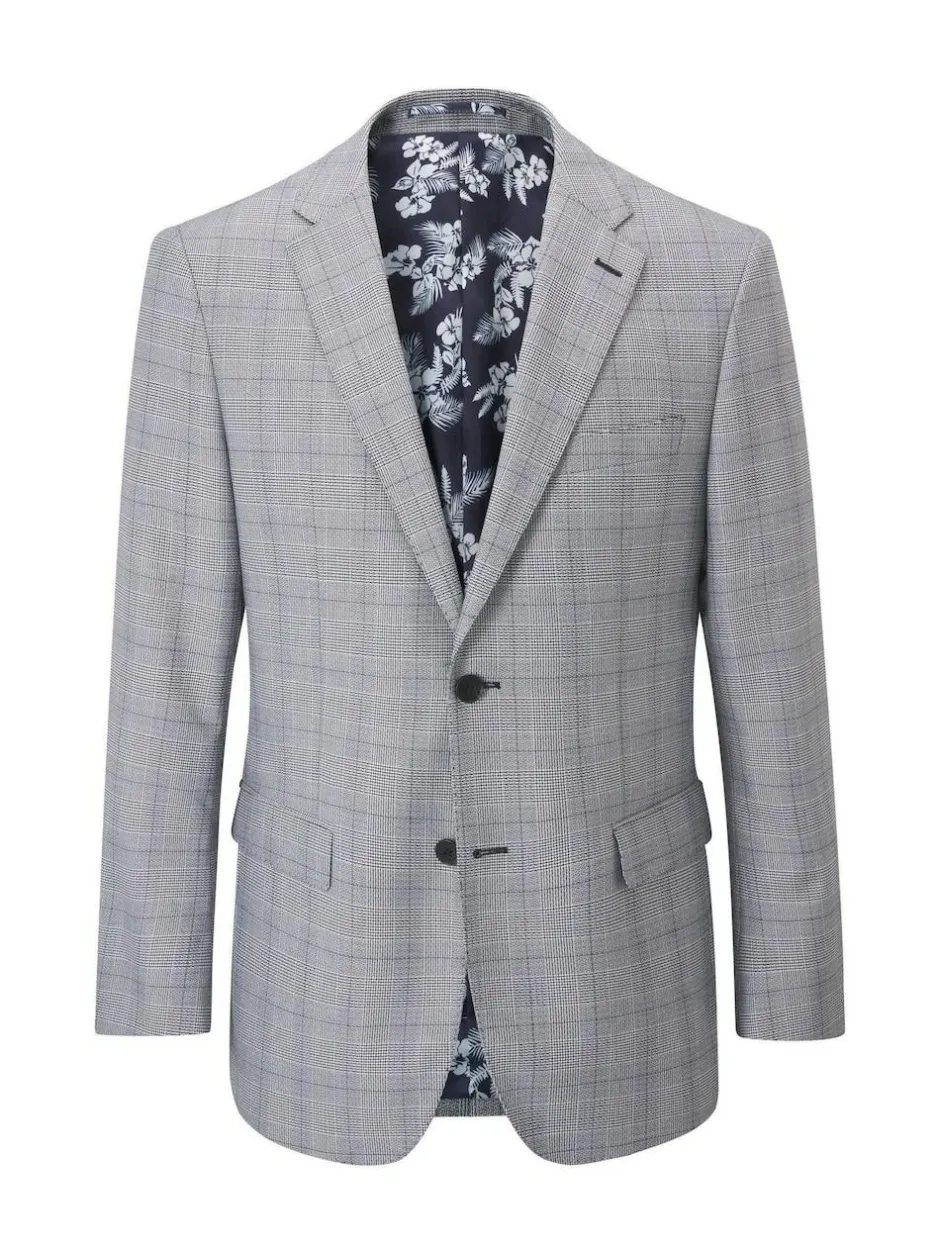 Skopes Slim Fit Anello Check Suit Jacket Grey Discount
