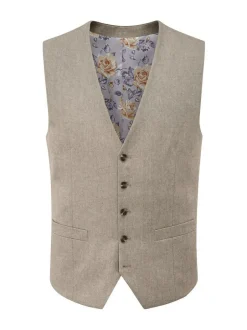 Skopes Single Breasted Tailored Fit Calvados Linen Blend Suit Waistcoat Natural Online