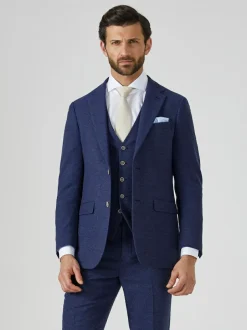 Skopes Single Breasted Jude Tweed Tailored Fit Suit Jacket Navy Blue Online