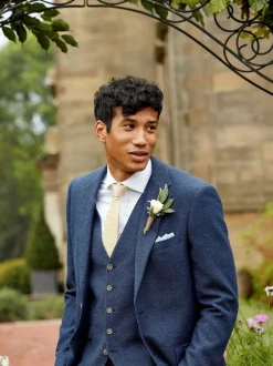 Skopes Single Breasted Jude Tweed Tailored Fit Suit Jacket Navy Blue Online
