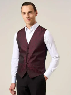 Skopes Party Paisley Waistcoat Red Online