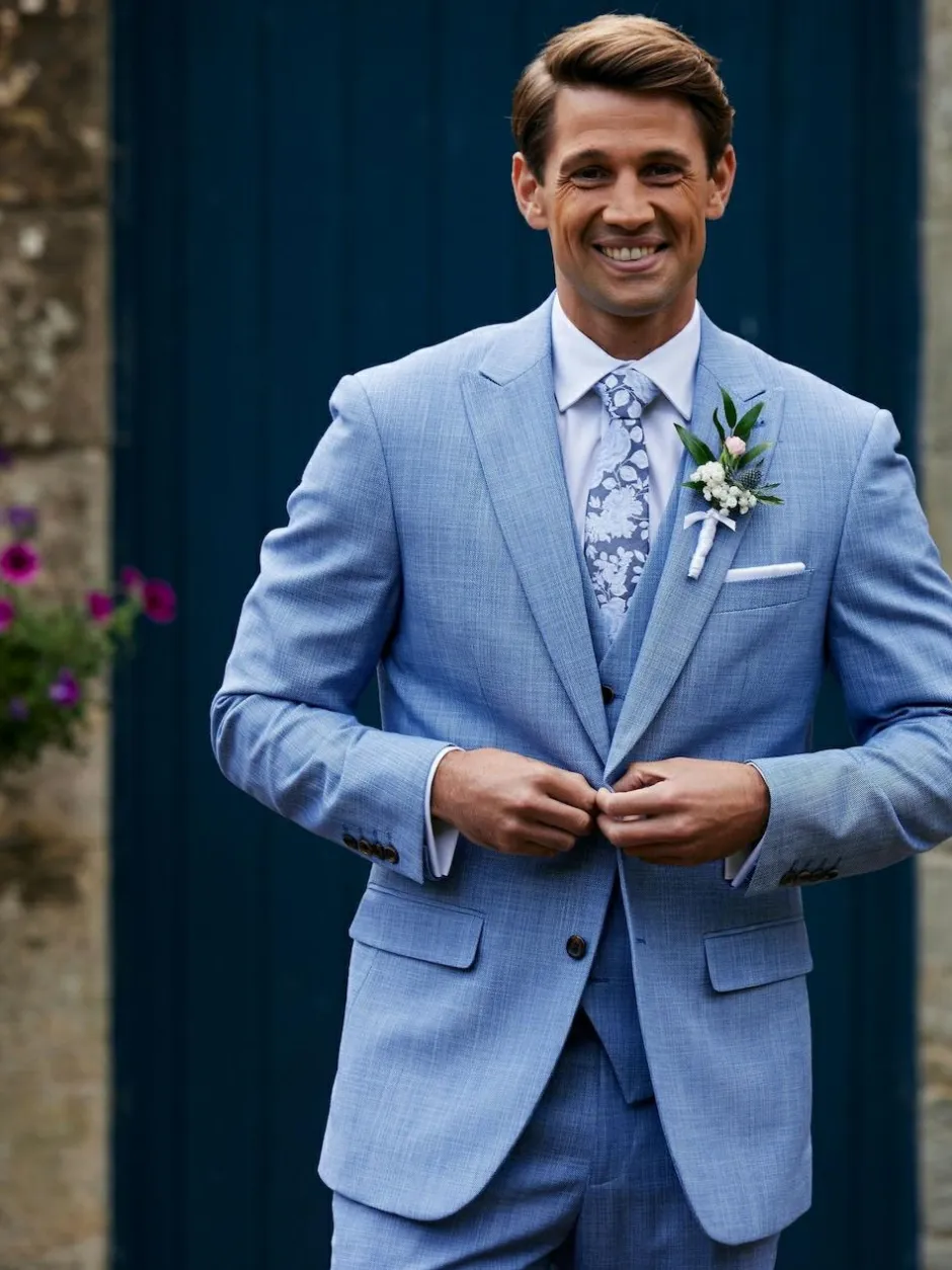 Skopes Redding Tailored Fit Suit Waistcoat Sky Blue New