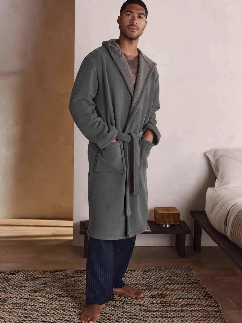 Next Corded Textured Dressing Gown Slate Grey Best