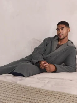 Next Corded Textured Dressing Gown Slate Grey Best