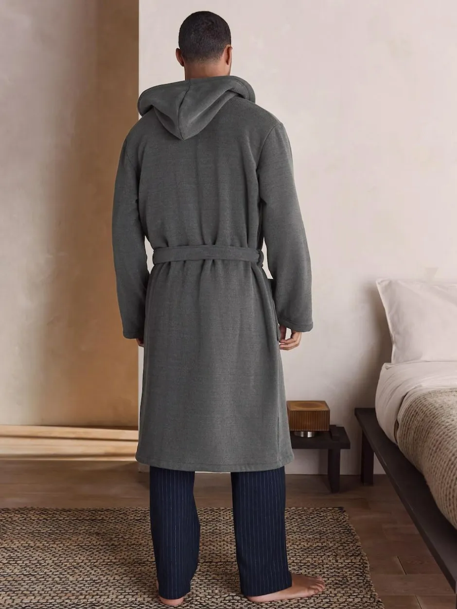 Next Corded Textured Dressing Gown Slate Grey Best