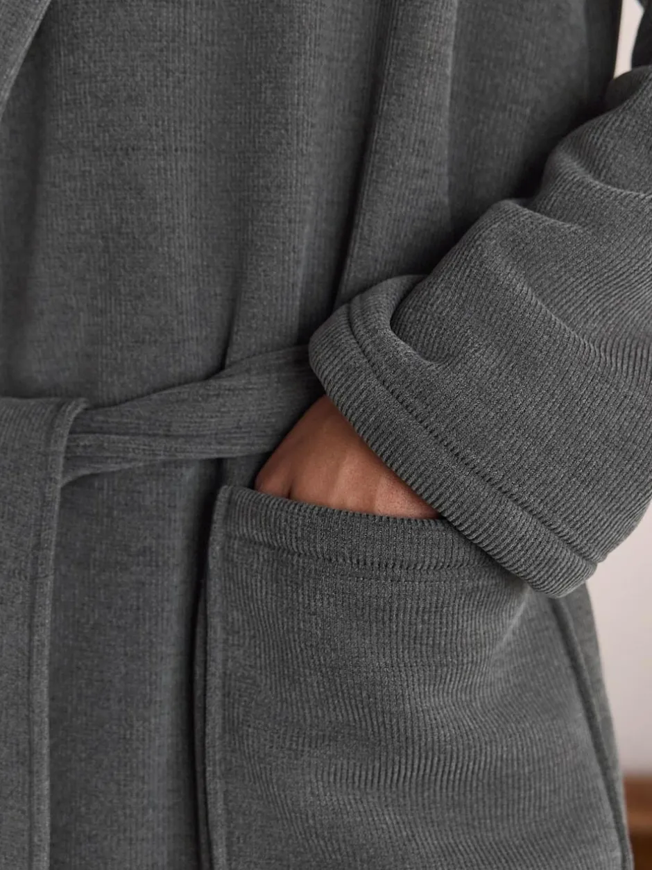 Next Corded Textured Dressing Gown Slate Grey Best