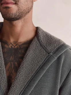 Next Corded Textured Dressing Gown Slate Grey Best