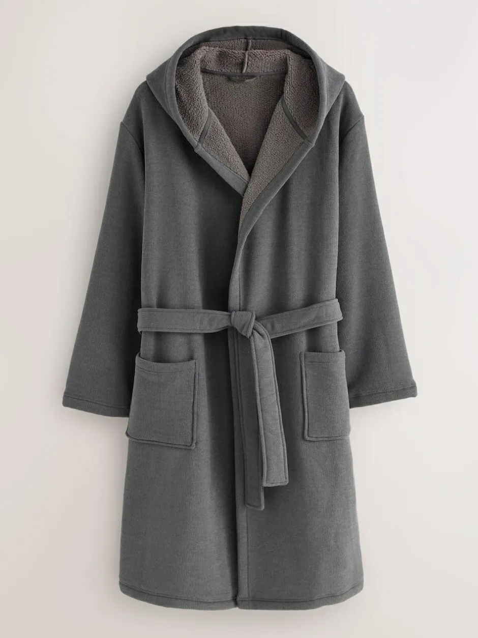 Next Corded Textured Dressing Gown Slate Grey Best