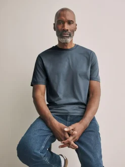 Next Slate Grey Regular Fit Signature SUPIMA® Cotton Crew Neck T-Shirt Online