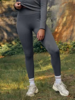 Next Slate Grey Ribbed Seamless High Waist Leggings Hot