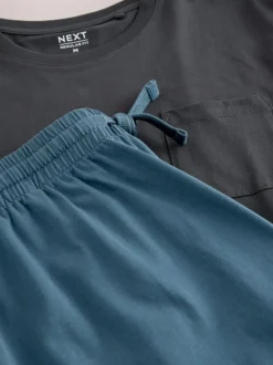 Next Slate Grey Short Sleeve Jersey Pyjamas Set New
