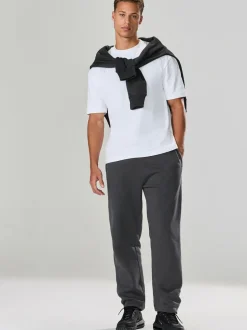 Next Slate Grey Straight Fit Relaxed Fit Brushback Heavyweight Joggers Outlet