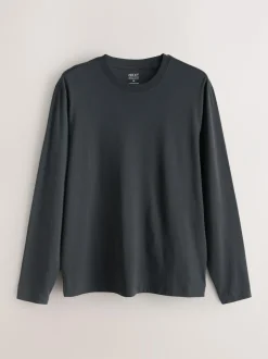 Next Regular Fit Regular Fit Long Sleeve 100% Cotton T-Shirts 5 Pack Slate/Green/Ecru/Orange/Brown Online