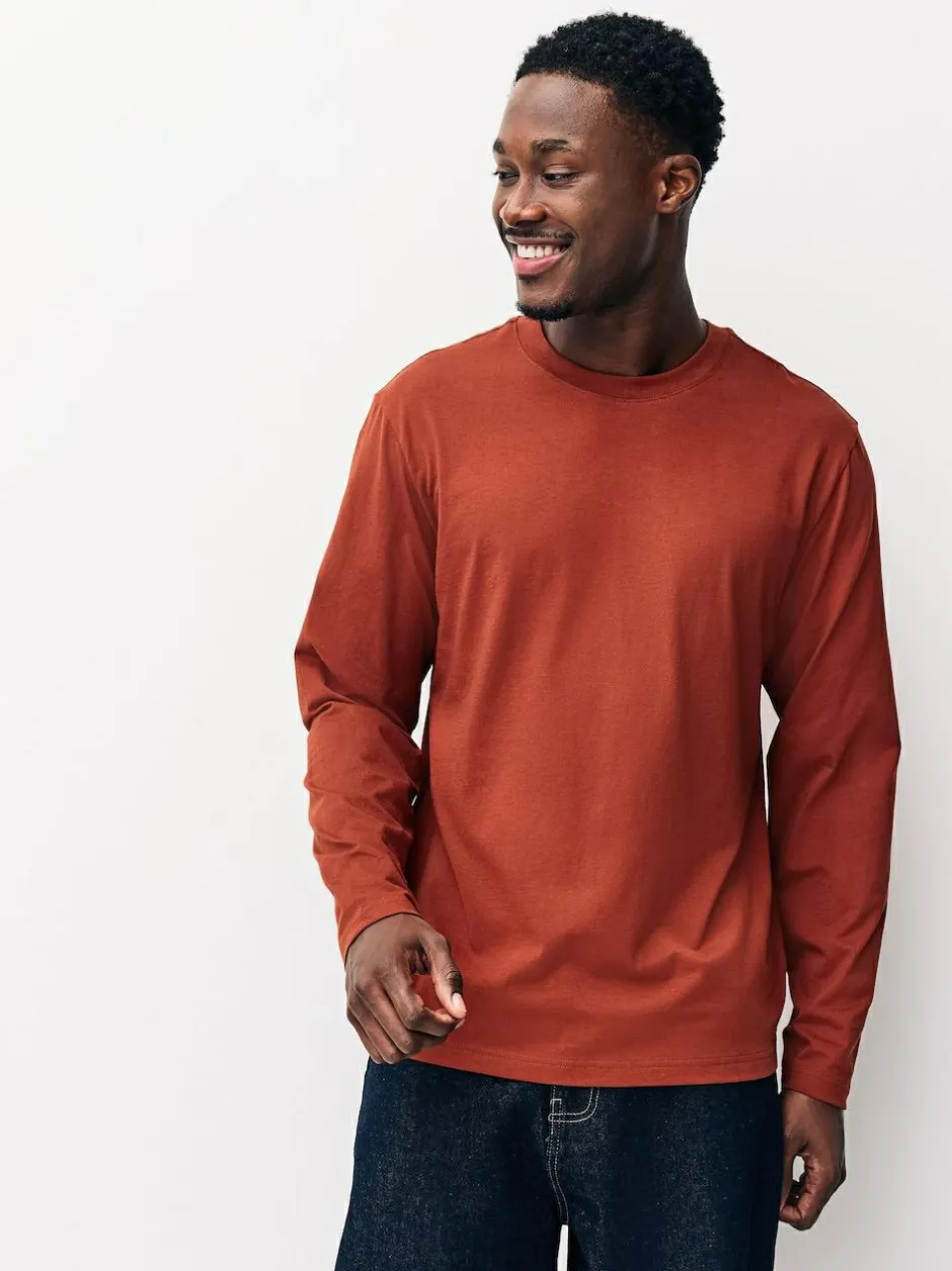 Next Regular Fit Regular Fit Long Sleeve 100% Cotton T-Shirts 5 Pack Slate/Green/Ecru/Orange/Brown Online