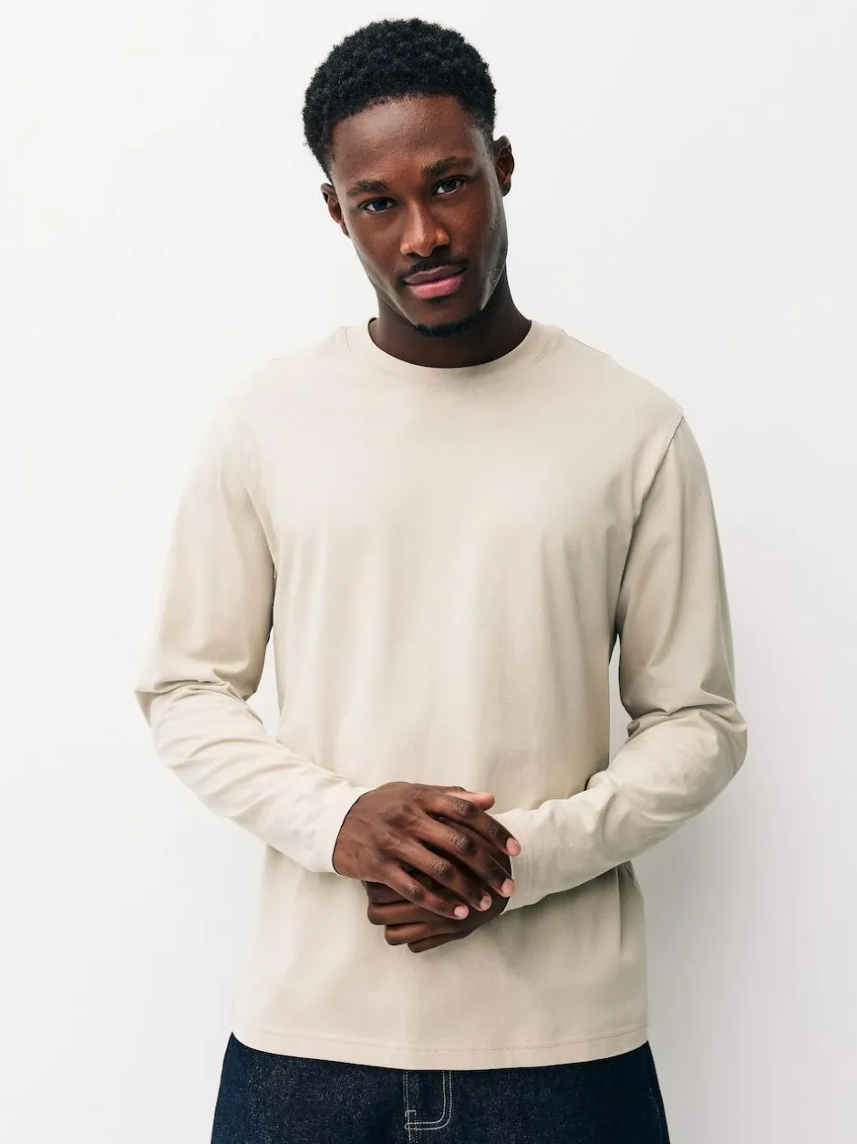 Next Regular Fit Regular Fit Long Sleeve 100% Cotton T-Shirts 5 Pack Slate/Green/Ecru/Orange/Brown Online