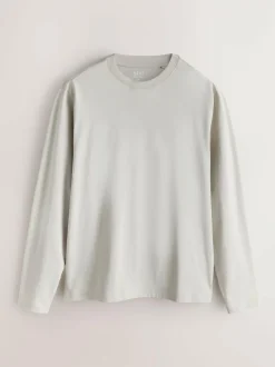 Next Regular Fit Regular Fit Long Sleeve 100% Cotton T-Shirts 5 Pack Slate/Green/Ecru/Orange/Brown Online