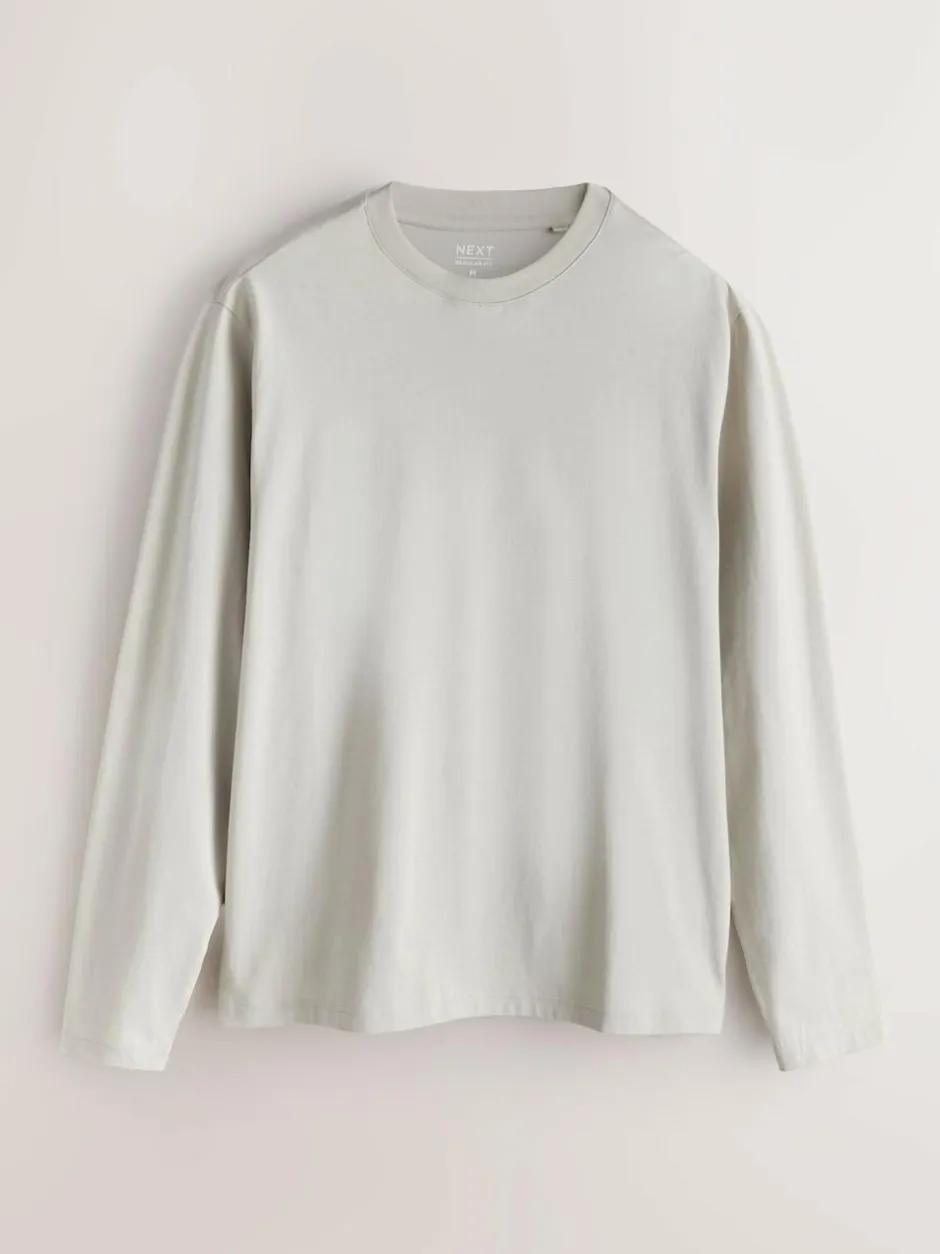 Next Regular Fit Regular Fit Long Sleeve 100% Cotton T-Shirts 5 Pack Slate/Green/Ecru/Orange/Brown Online