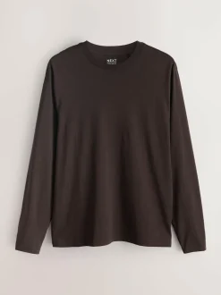 Next Regular Fit Regular Fit Long Sleeve 100% Cotton T-Shirts 5 Pack Slate/Green/Ecru/Orange/Brown Online