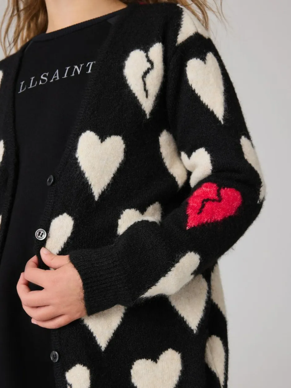smALLSAINTS Black Amore Heart Girls Long Knitted Cardigan New