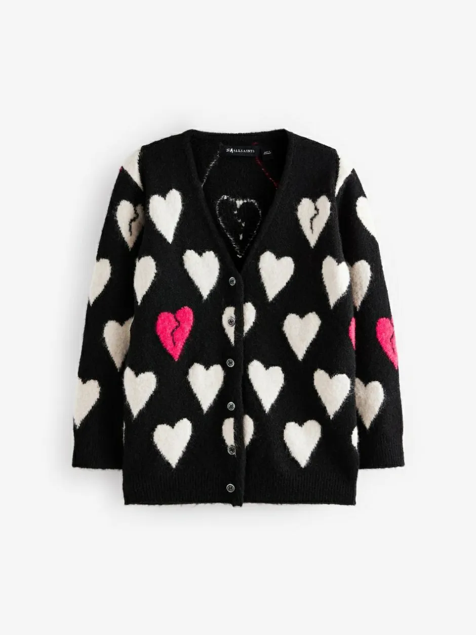 smALLSAINTS Black Amore Heart Girls Long Knitted Cardigan New