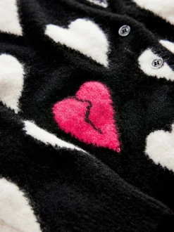 smALLSAINTS Black Amore Heart Girls Long Knitted Cardigan New