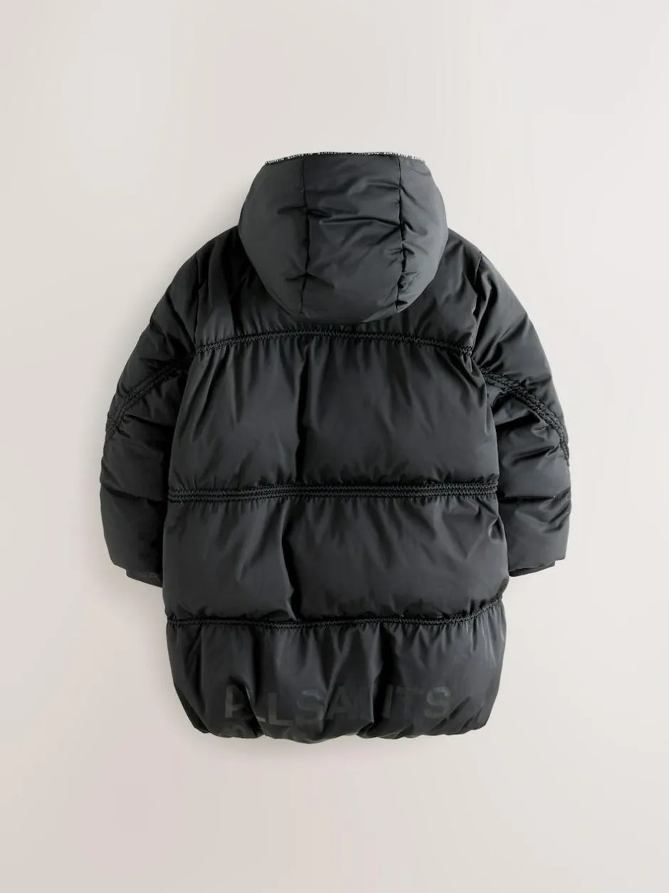 smALLSAINTS Black Ruched Longline Padded Coat Sale