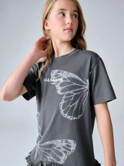 smALLSAINTS Charcoal Grey Asymmetric Hem Crew Neck Cotton T-Shirt Discount