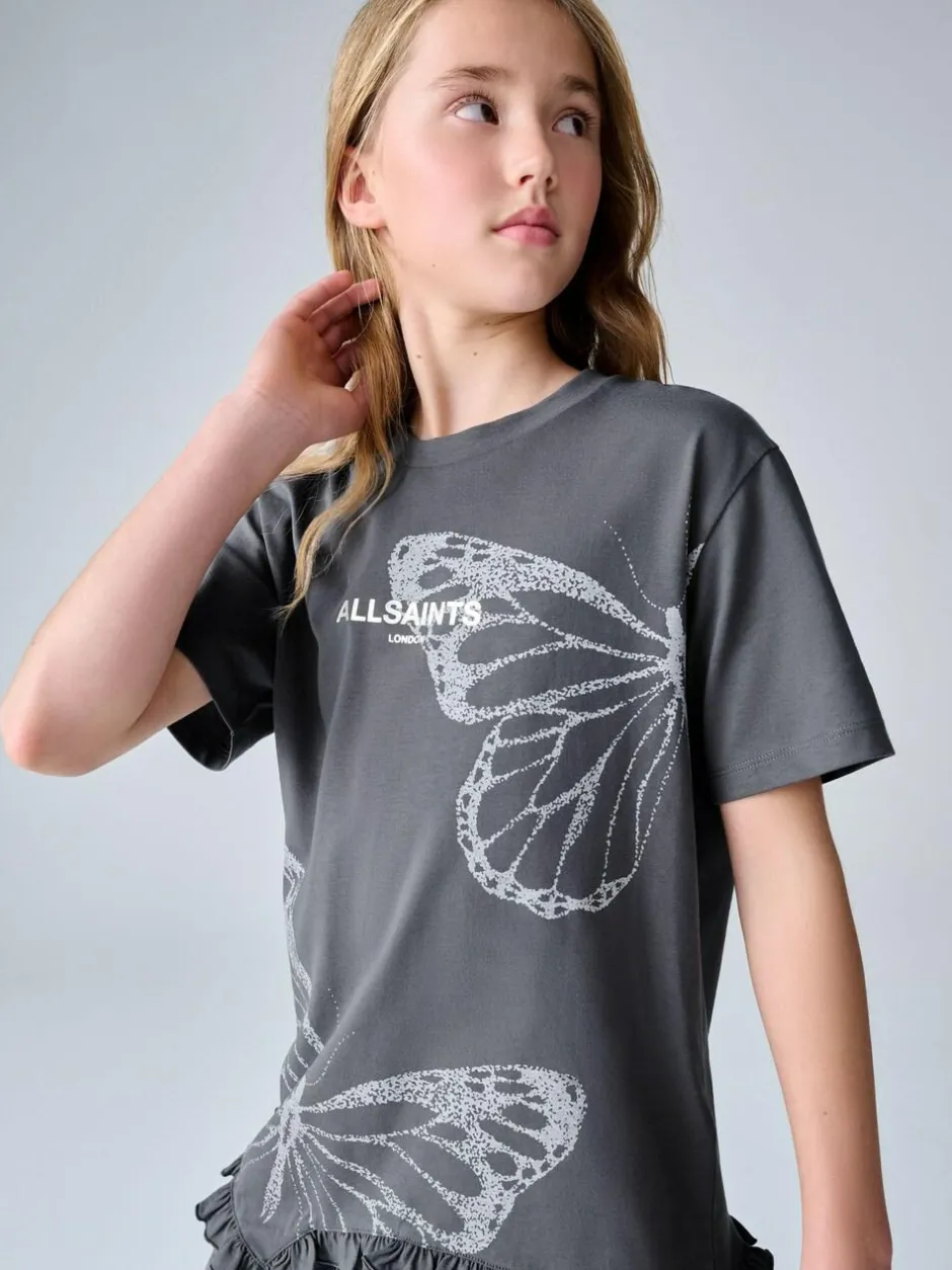 smALLSAINTS Charcoal Grey Asymmetric Hem Crew Neck Cotton T-Shirt Discount