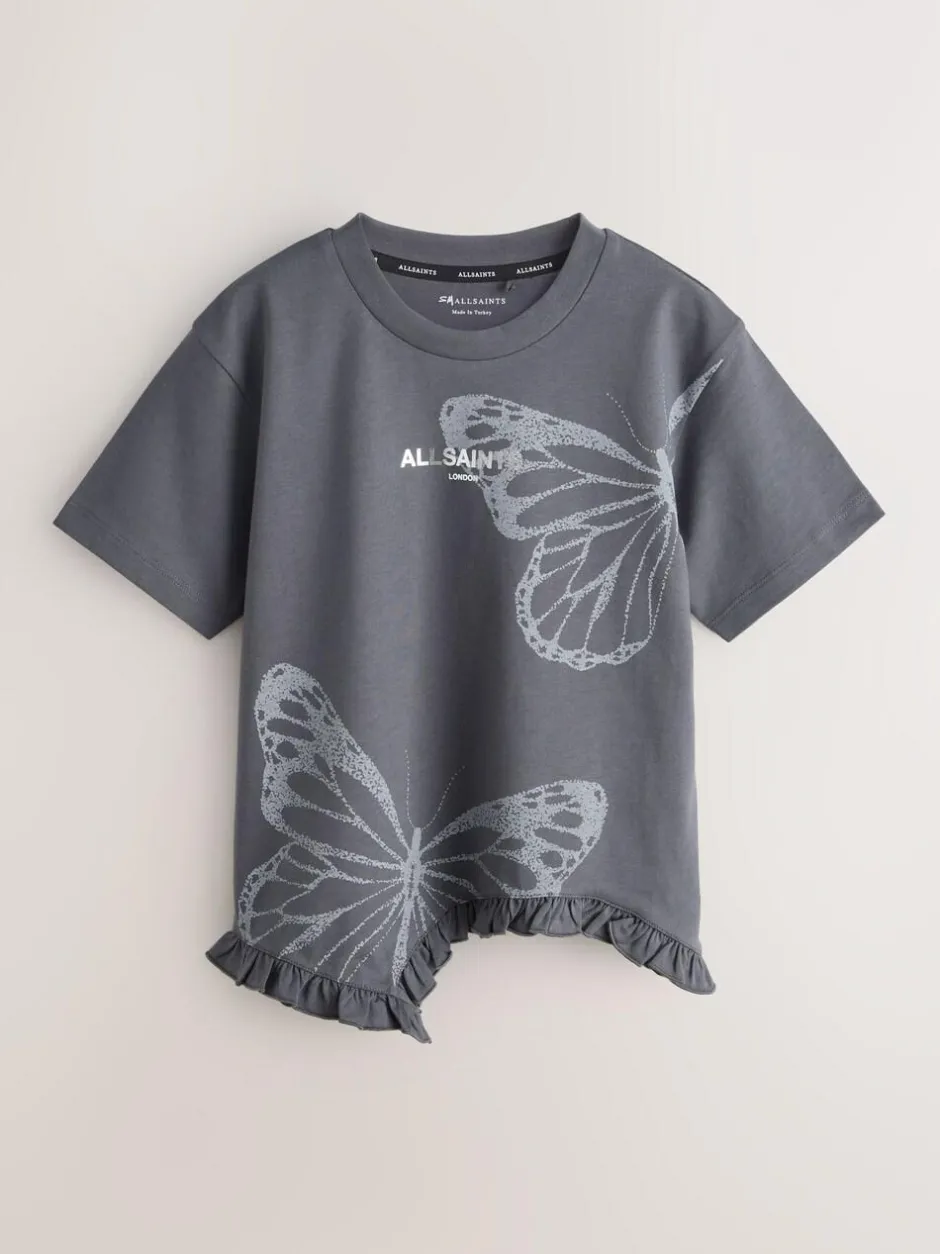 smALLSAINTS Charcoal Grey Asymmetric Hem Crew Neck Cotton T-Shirt Discount