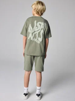 smALLSAINTS Orlando T-Shirt and Sweat Shorts Set Khaki Green Online