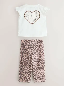 smALLSAINTS Leopard Lover T-Shirt and Wide Leg Leggings Set