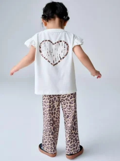 smALLSAINTS Leopard Lover T-Shirt and Wide Leg Leggings Set