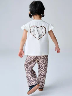 smALLSAINTS Leopard Lover T-Shirt and Wide Leg Leggings Set