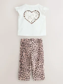smALLSAINTS Leopard Lover T-Shirt and Wide Leg Leggings Set