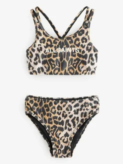 smALLSAINTS Leopard Print Logo Strappy Top Bikini Set Hot