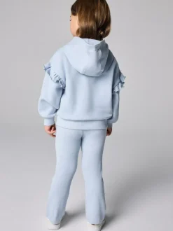 smALLSAINTS Light Blue Lover Frill Hoodie and Ribbed Flared Leggings Younger Set Sale