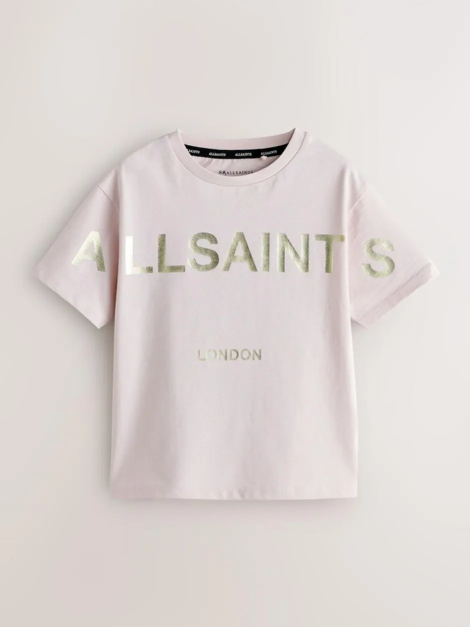 smALLSAINTS Light Pink Biggy Logo Relaxed Crew T-Shirt Clearance