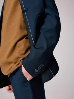 smALLSAINTS Navy Boys Slim Fit Moad Suit Jacket Hot