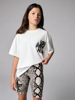 smALLSAINTS White/Snake Orlando Oversized T-Shirt and Cycling Shorts Set Outlet