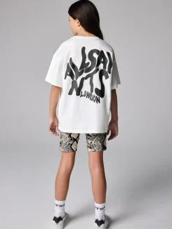 smALLSAINTS White/Snake Orlando Oversized T-Shirt and Cycling Shorts Set Outlet