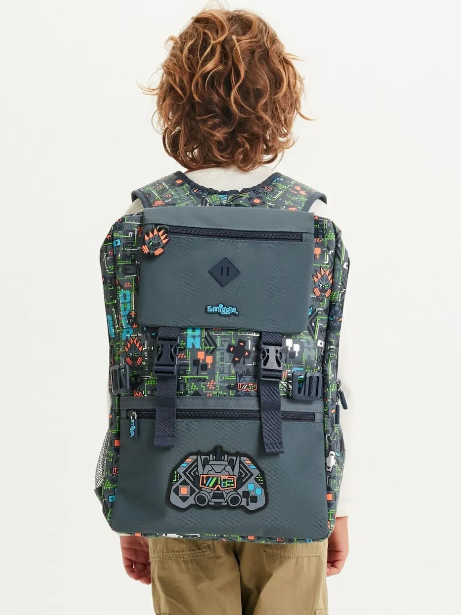 Smiggle Trailblazer Foldover Attach Backpack Grey Outlet